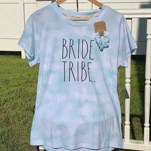 Rae Dunn | NWT Bride Tribe Blue White Tee & Scrunchie M
